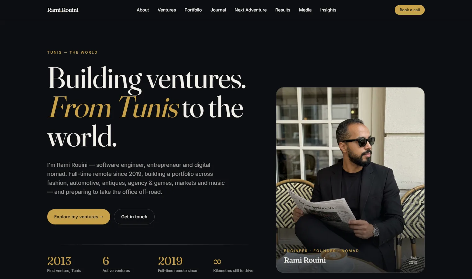 ramirouini.com — a personal hub with its own CMS cover